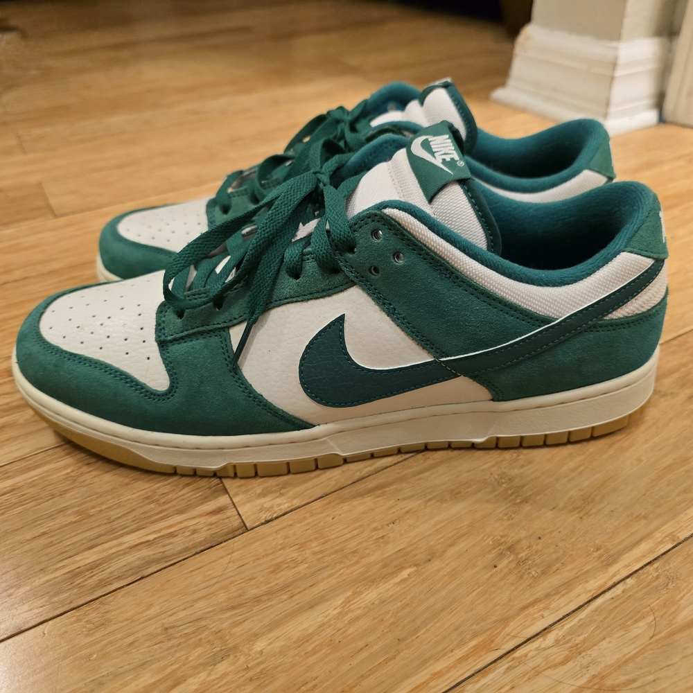 Nike Dunk Low Green White Suede Sneakers - Picture 3 of 10